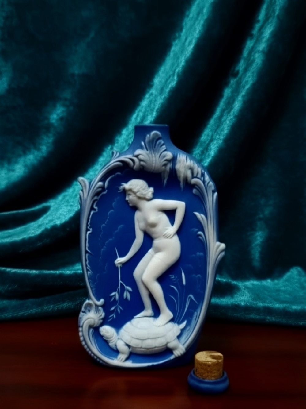 Rare antique German porcelain figural flask manufactured by Schafer & Vater 5.5"